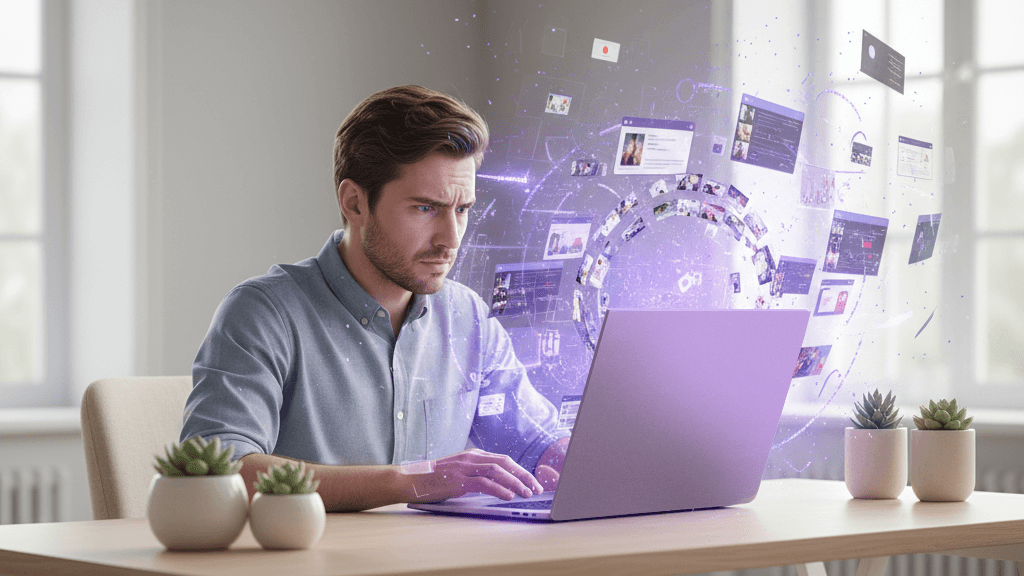 A neurodivergent user is trying to figure out what is happening on the laptop screen