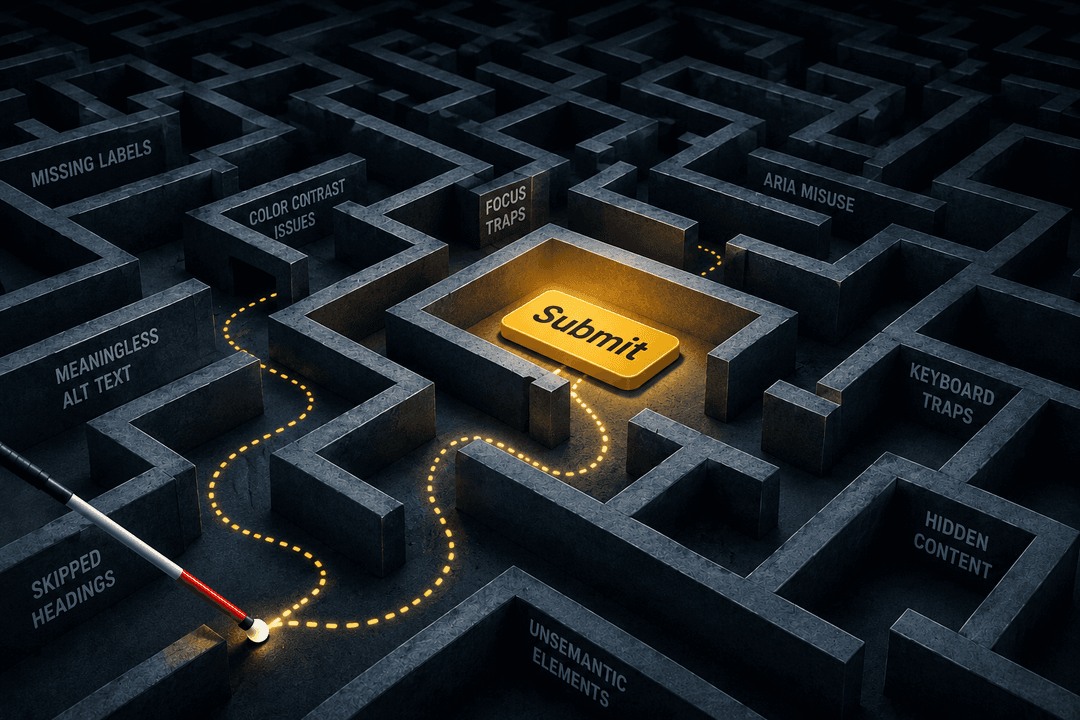 An image of a maze of accessibility barriers