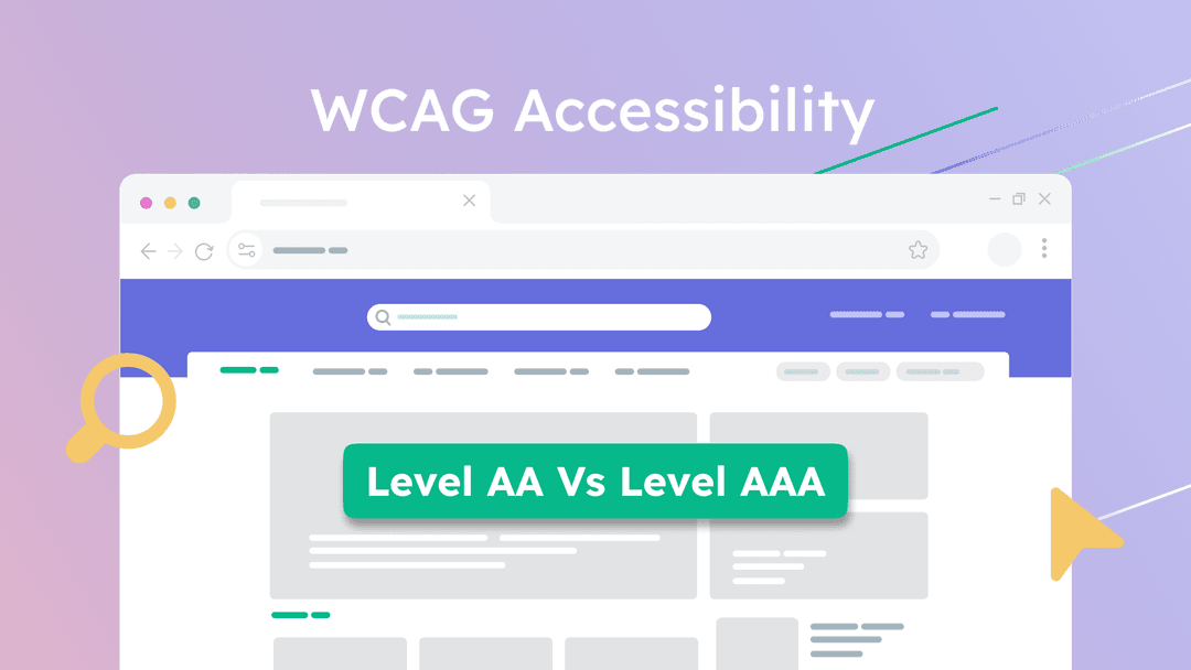 A browser window with text WCAG Accessibility, Level AAA VS Level AA